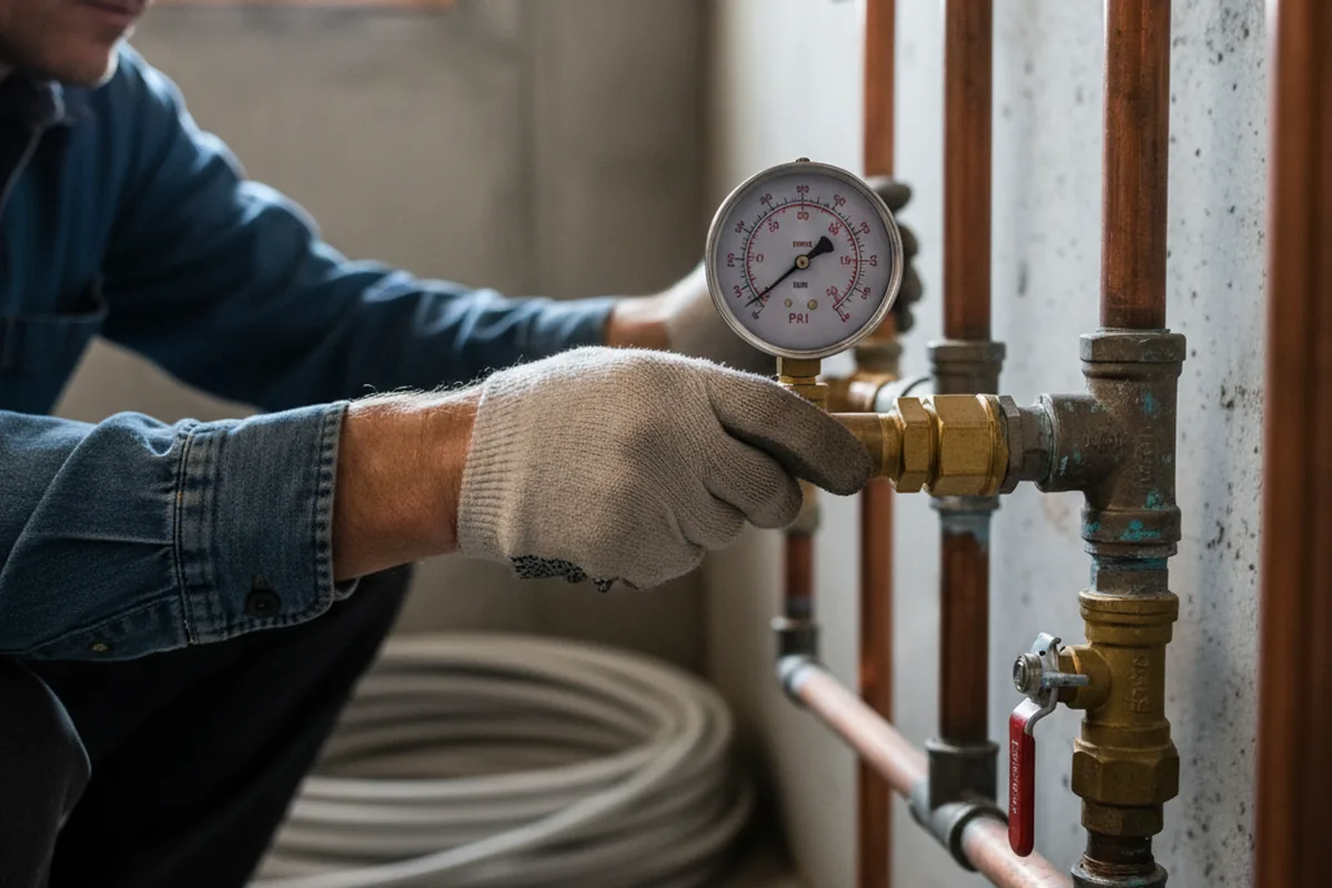 Pressure testing a repaired line during Water Line Repair in Brookline